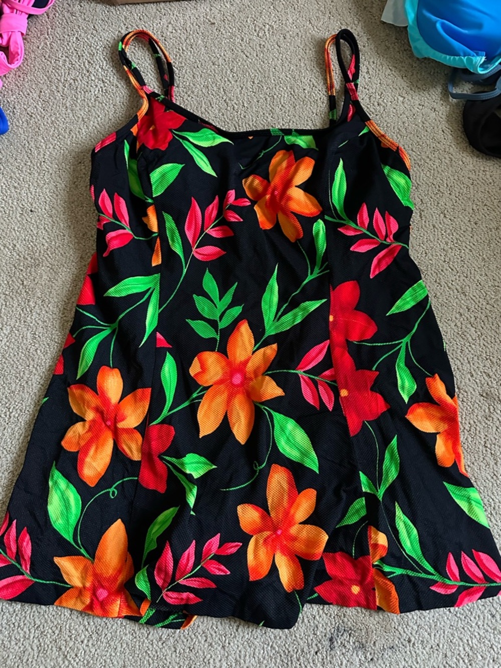 Longtitude tropical flower swim dress black - Picture 2 of 5